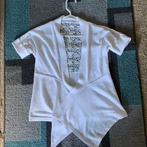 Dress barn white cardigan with lace back.